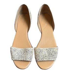 J. Crew Morgan Flats Women’s 8.5 Leopard Calf Hair Leather Peep Toe